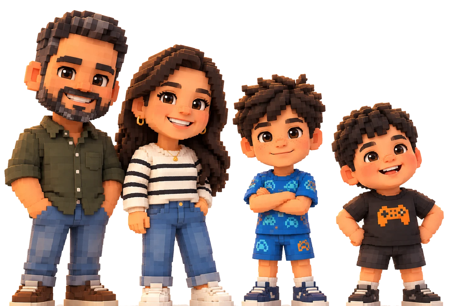 Ilustração dos quatro integrantes da família
