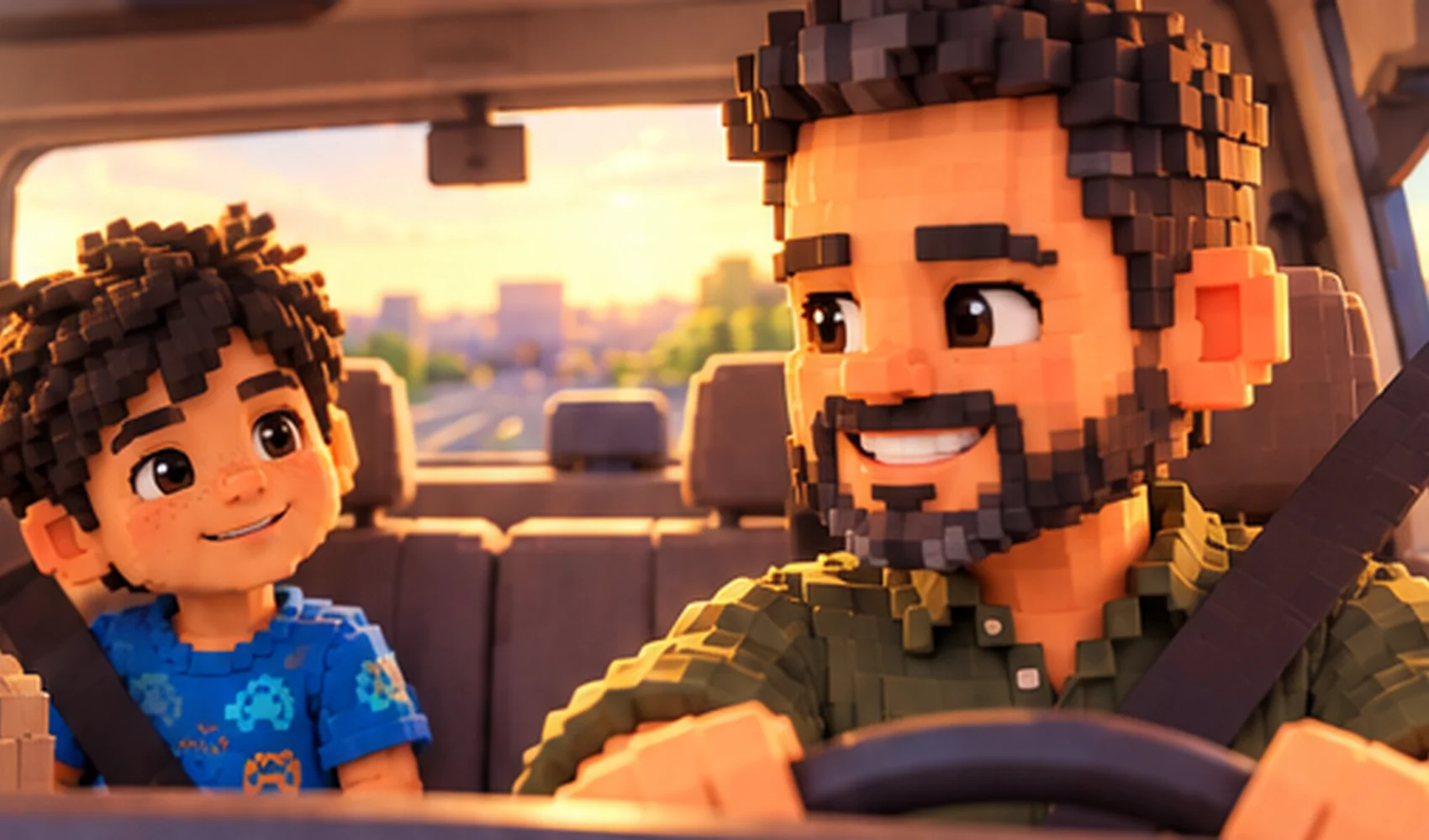 Papai e Pedro conversando no carro ao voltar da escola
